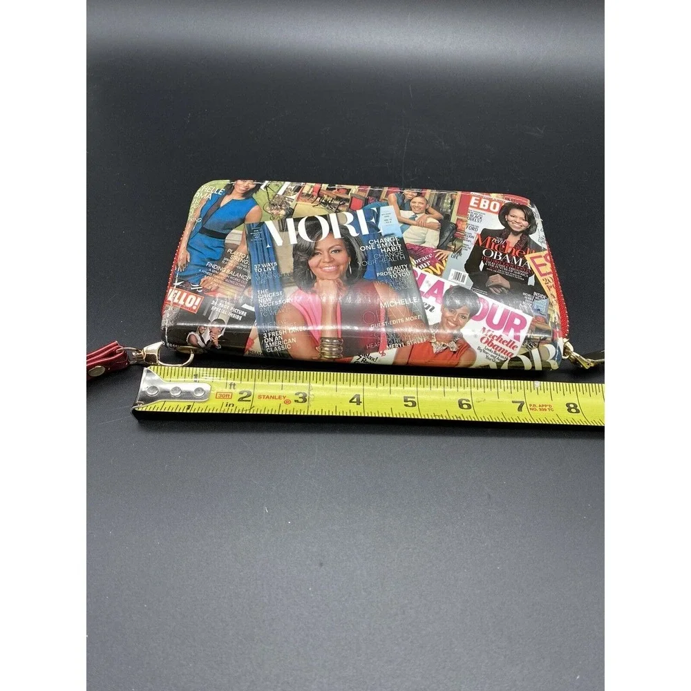 Michelle Obama Large Wallet‎ Wristlet Collage Magazine Credit Card Holder NWT